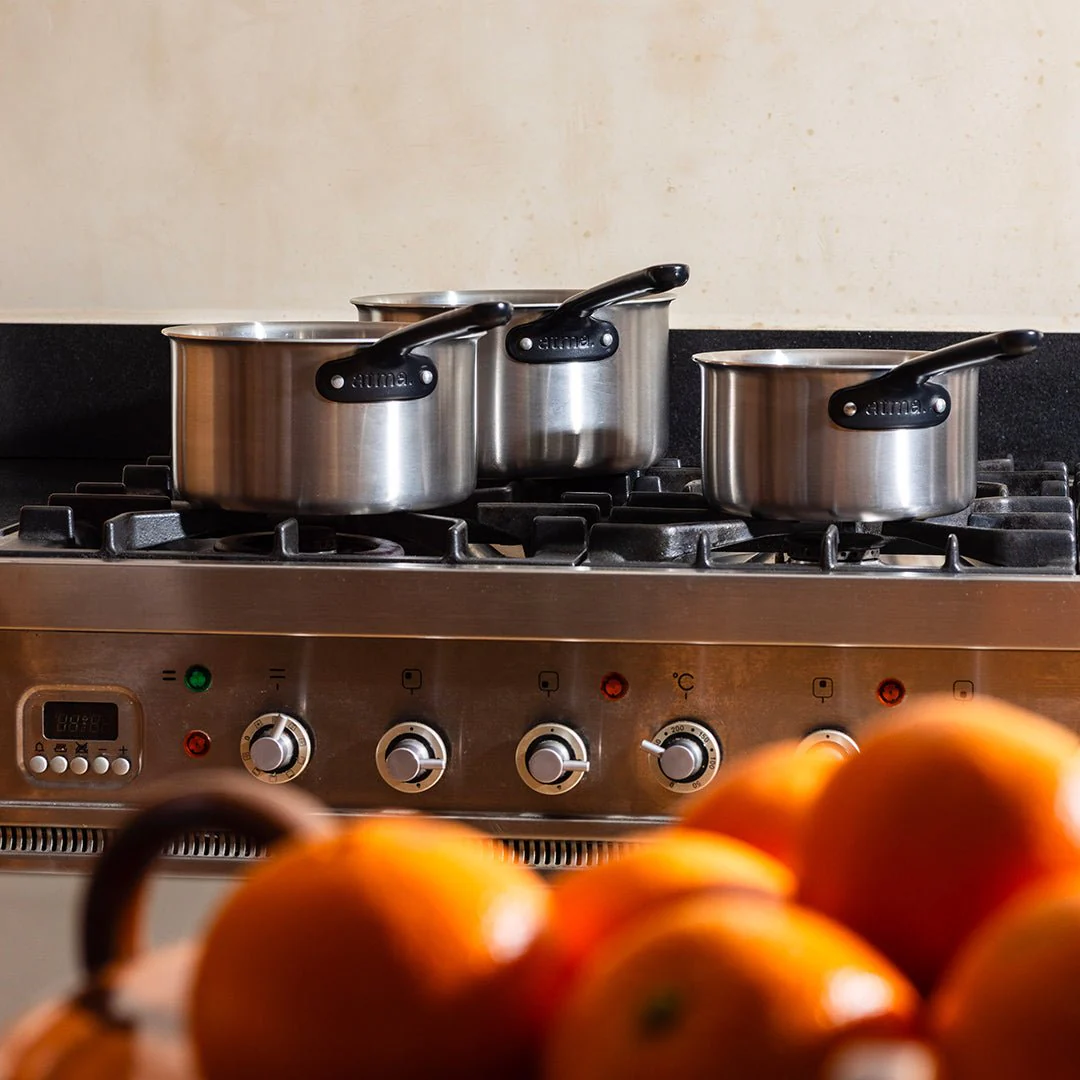 Batterie de cuisine en inox avec manches noirs, 19 pièces - Image 4