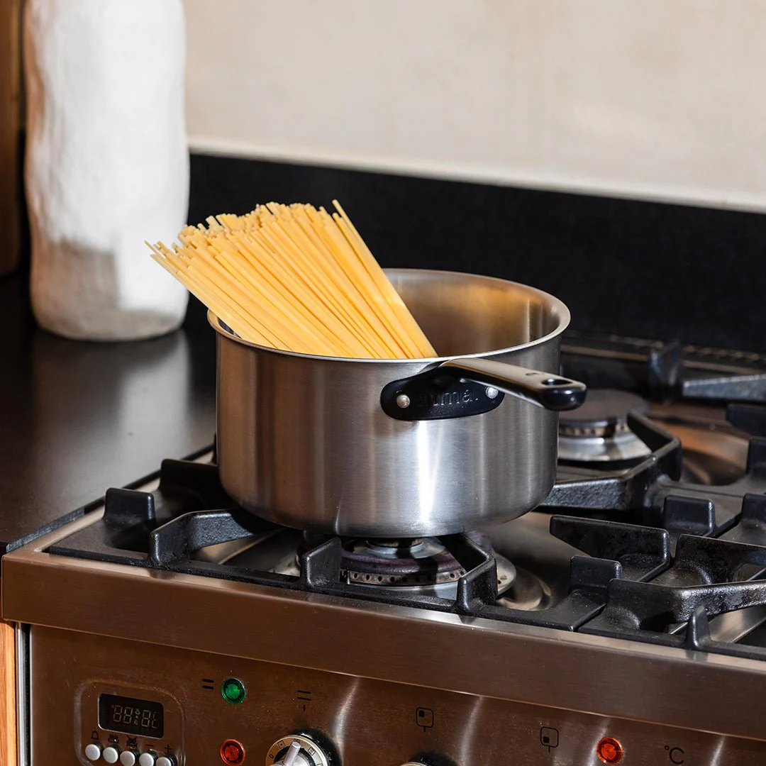 Batterie de cuisine en inox avec manches noirs, 9 pièces - Image 5
