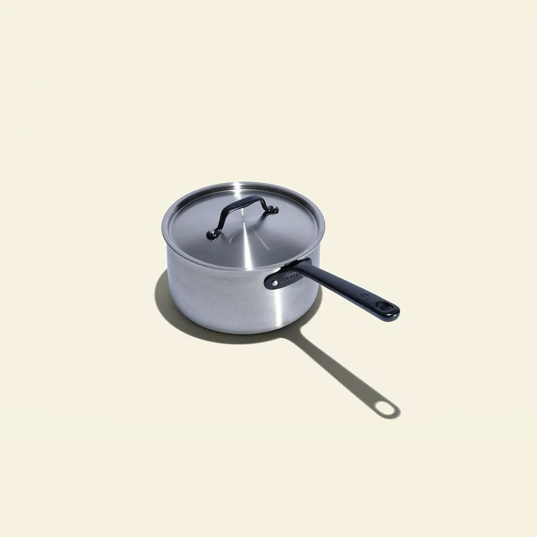 Batterie de cuisine en inox avec manches noirs, 7 pièces - Image 5