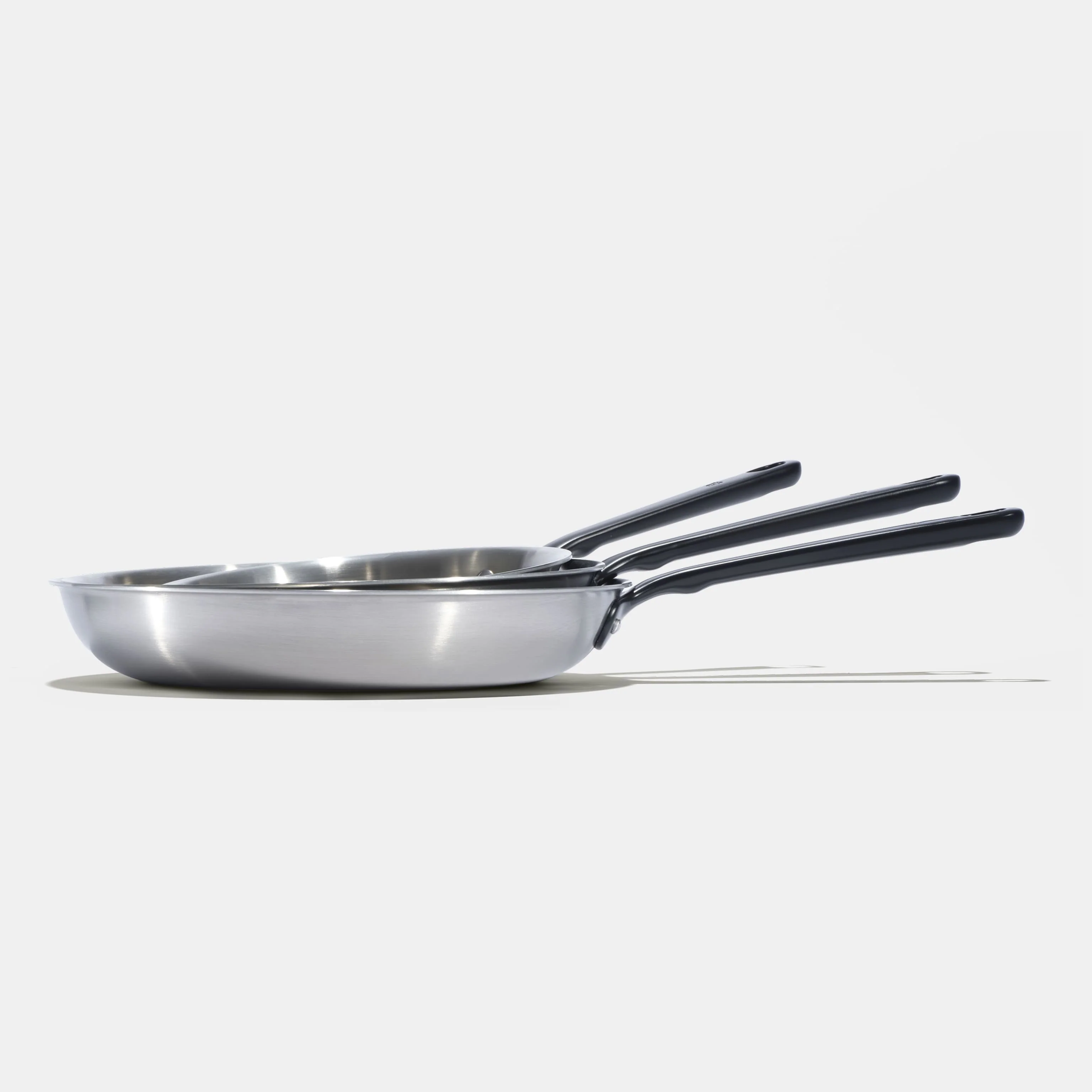 Pack Brigade - set de 3 poêles en inox avec manches noirs - Image 4