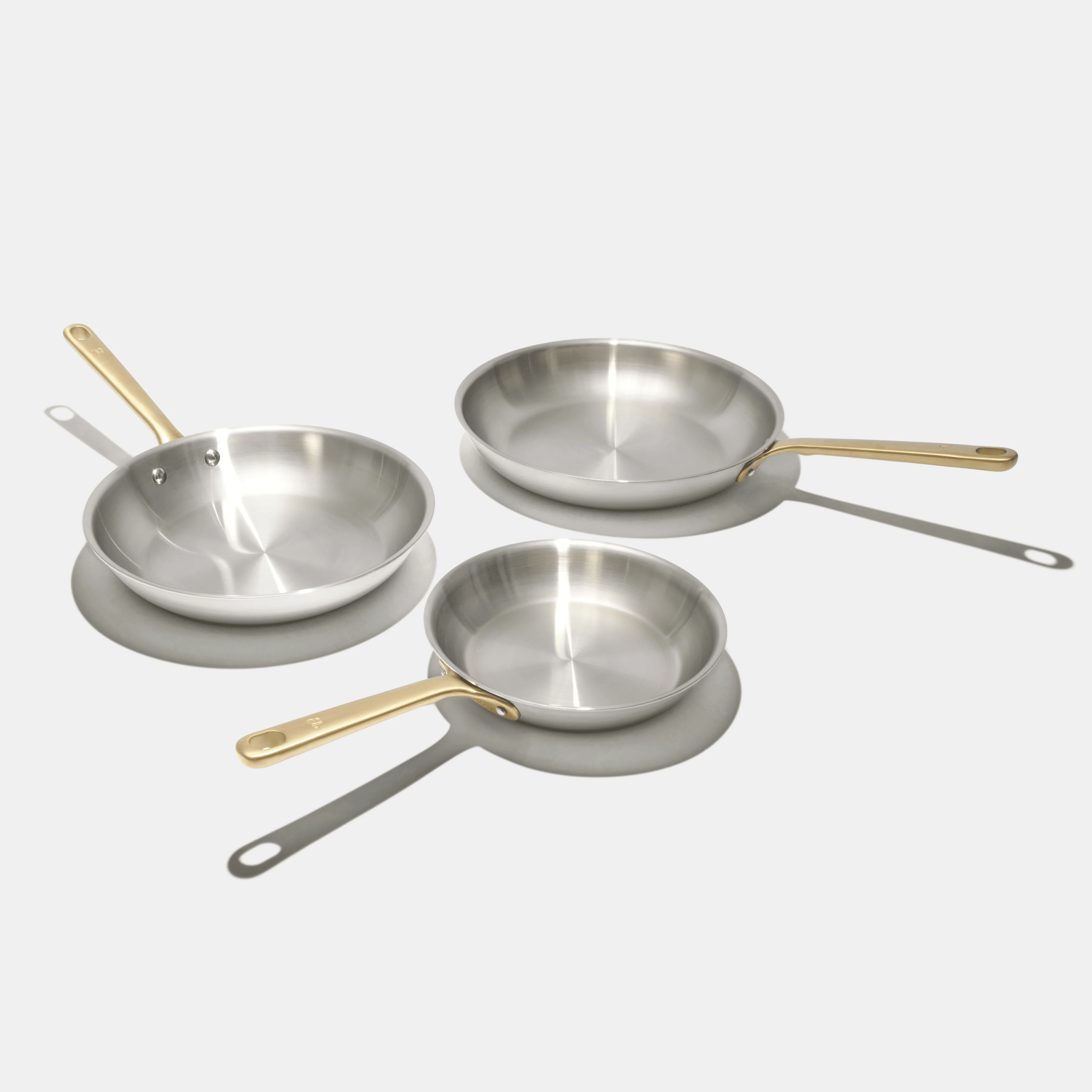 Pack Brigade - set de 3 poêles en inox avec manches dorés - Édition limitée - Image 5